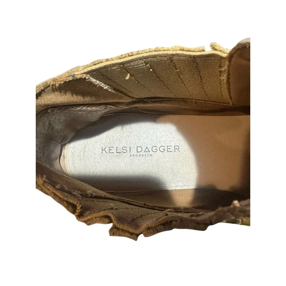 Kelsi Dagger Brooklyn Ankle Boots Size 7.5 Womens Tan Leather Stretch Bootie